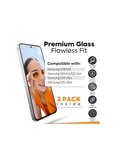 Ayrex Samsung S25 Ultra Uyumlu Ekran Koruyucu - 9h Temperli Cam, Hd Şeffaf, 2'li Paket
