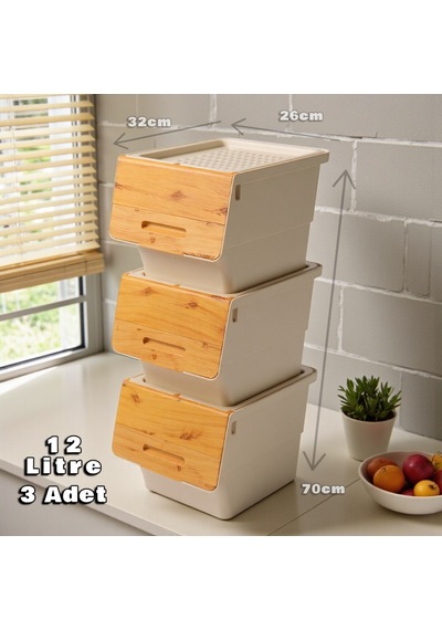 Technow Motek Bambu Kapak Çok Amaçlı Tekerlekli Banyo Düzenleyicisi 12x3 Lt Krem-bambu