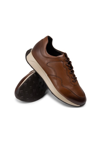 Deery Hakiki Deri Taba Rengi Erkek Sneaker Ayakkabı - 01725Mtbae02 Taba