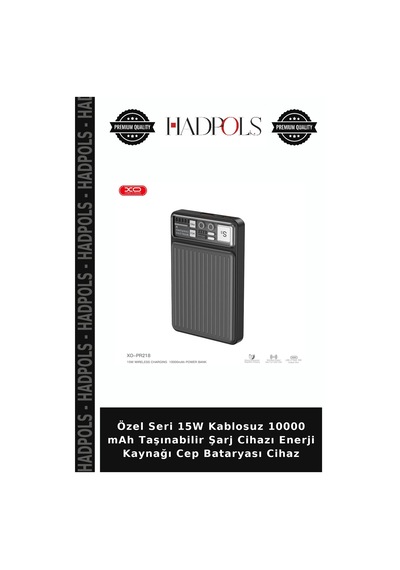 Özel Seri 15w Kablosuz 10000 Mah Taşınabilir Şarj Cihazı Enerji Kaynağı Cep Bataryası Cihaz Gri