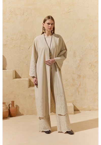Aker Naturel Brode Detaylı Kimono Naturel Naturel