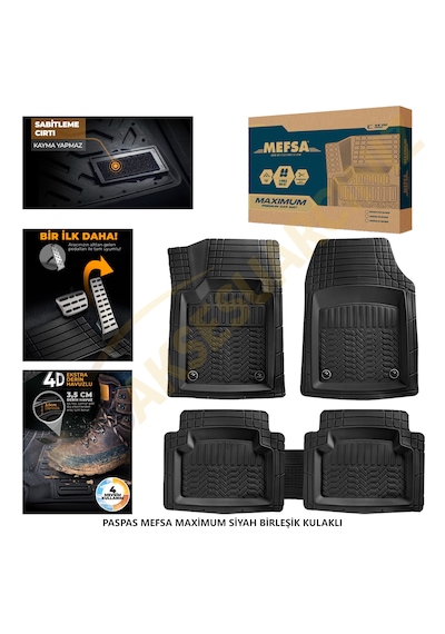 Maxımum Her Araca Uyumlu 4d Havuzlu Oto Paspas Universal Siyah