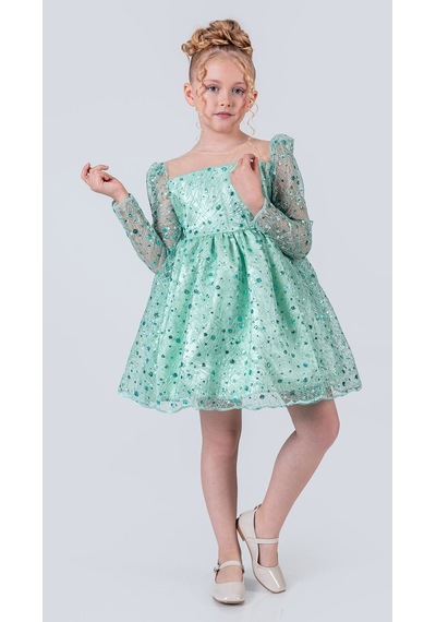 Mnk Baby & Kids Ruche Lipa Kız Çocuk Abiye M00783 Yeşil