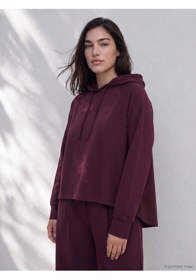 Lcw Petite Bordo Bağcıklı Soft Touch Kadın Hoodie
