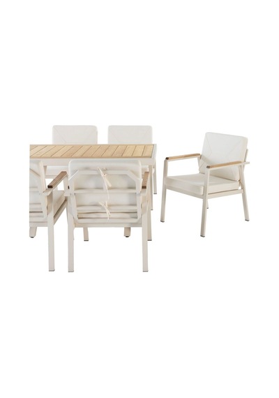 Milas Alüminyum 6 Sandalye+masa 80 140 Bahçe Balkon Mutfak Masa Takımı Krem