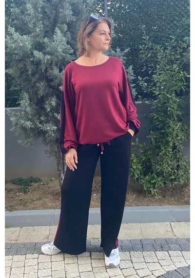 Mia Butik Büyük Beden Bordo Mehita Eşortman Takım Bordo