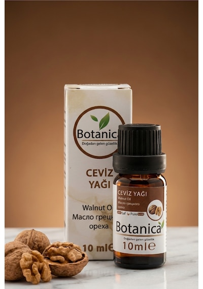 Botanica %100 Saf Ceviz Yağı Soğuk Sıkım Saç Koyulaştırıcı Besleyici Doğal Bitkisel Bakım Damla 10 Ml 10 ML
