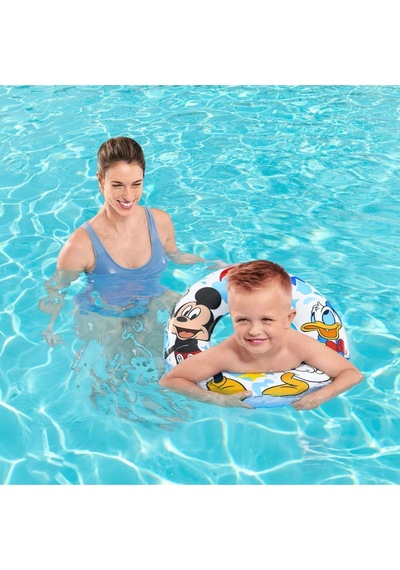Mickey Mouse Disney Figürlü Deniz Havuz Çocuk Yüzücü Simit - 3 - 6 Yaş Arası - 56 Cm Açık Pembe