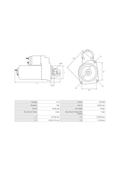12v Marş Motoru Bosch Tipi 10 Diş 2.5 Kw Start-stop Audı A3/a4/a6/q5 2.0 Tdı 2008