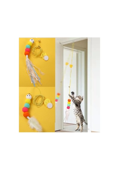 2 Adet Elastik Yapışkanlı Çanlı Kedi Oyun Oltası