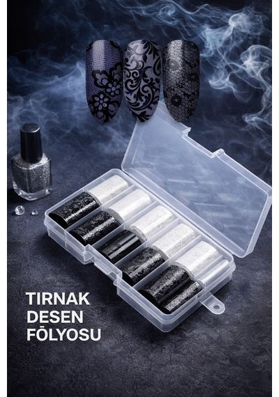 Misyul Farklı Desenli Tırnak Folyosu 5+5 Siyah Beyaz Mıs-2176