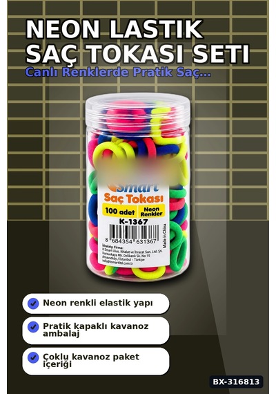 Neon Lastik Saç Tokası 1200 Adet Paket - Renkli Saç Örgü Ve Şekillendirme Bx-316813 Açık Altın