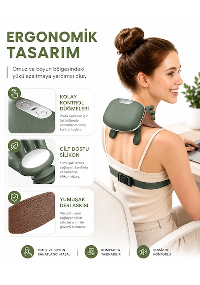 Gerçek İnsan Elli Hisiyatlı Masaj Aleti Şık Tasarım Isı Terapisi Derin Masaj Yeni Duygusal Deneyim 2000mah Sesiz Çalışma Açık Yeşil