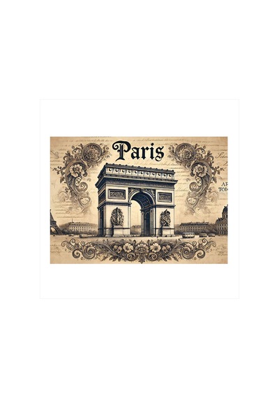 Paris Zafer Takı Eskizi Tasarım Ahşap Tablo
