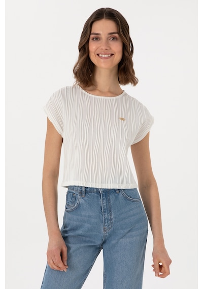 U.S. Polo Assn. Kadın Beyaz Crop Bisiklet Yaka Tişört 50299812-VR013