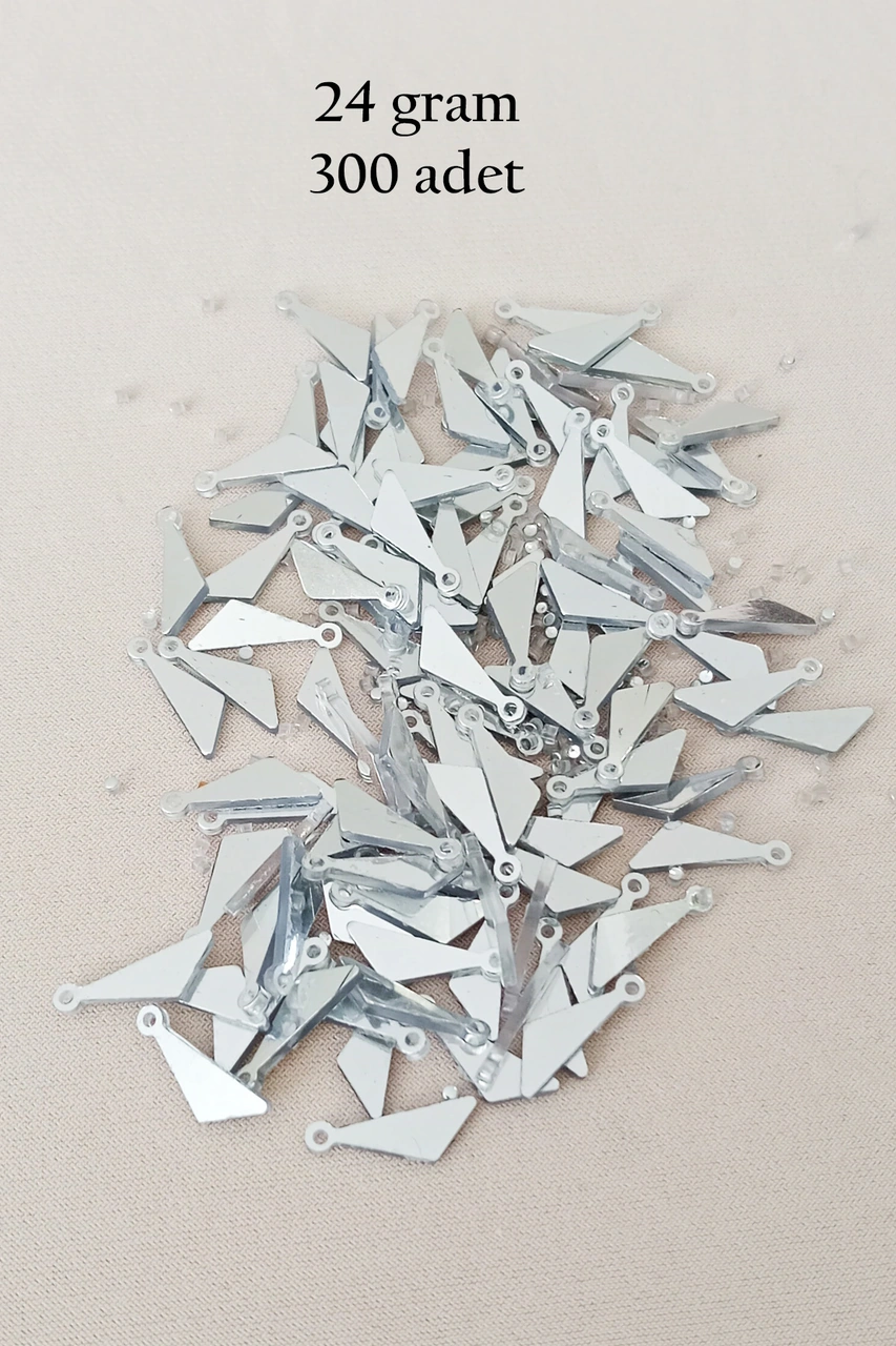 Oya Abiye Bileklik Kolye Pleksi Metalik Plastik Pul Gümüş Renk 24 Gram 300 Adet - Bnc593