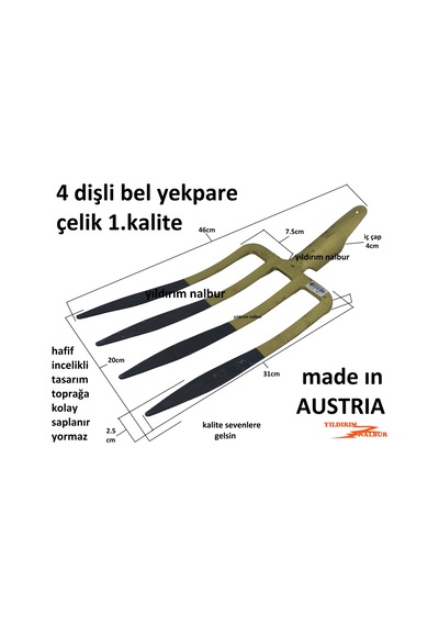 Bel Çapa Austrıa Belleme Yekpare Kaynaksız Bel Küreği Bahçe Belle