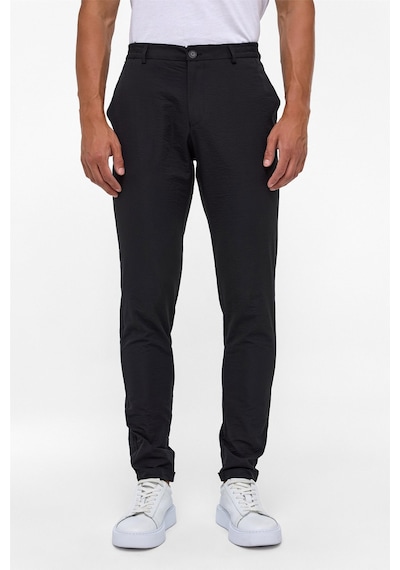 Süvari Siyah Slim Armürlü Jogger Pantolon