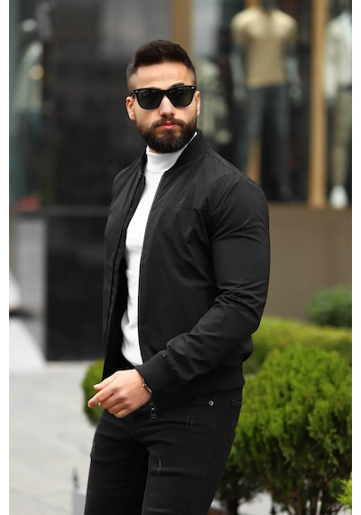 Erkek Bomber Ceket Siyah Bndk