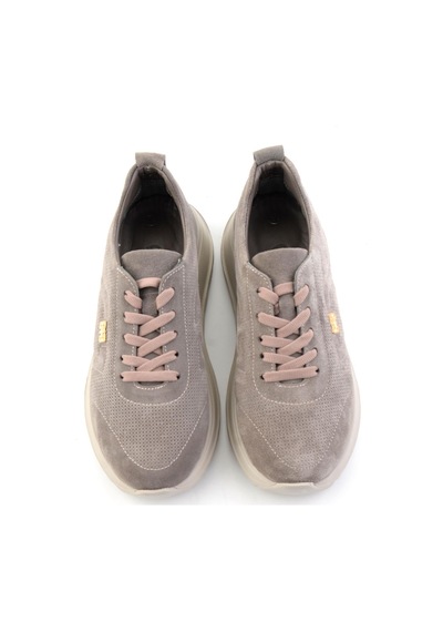 Bambi Vizon Süet Hakiki Deri Kadın Sneaker K01753000402