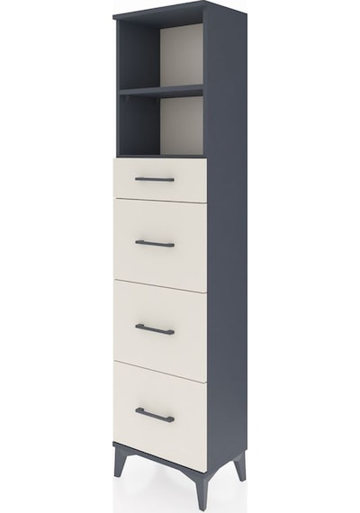 Arges Dolap 2 Raflı 4 Çekmeceli 44x30x182 Antrasit-aytaşı Antrasit
