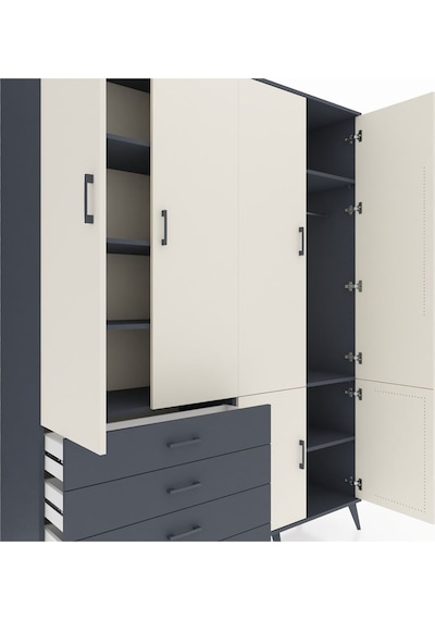 Hyperion Gardrop 7 Raflı 4 Çekmeceli Tek Askılı 176x44x221 Antrasit-aytaşı/antrasit Aytaşı/antrasit Hyperion Gardrop 7 Raflı 4 Çekmeceli Tek Askılı 176x44x221 Antrasit-aytaşı/antrasit Aytaşı/antrasit