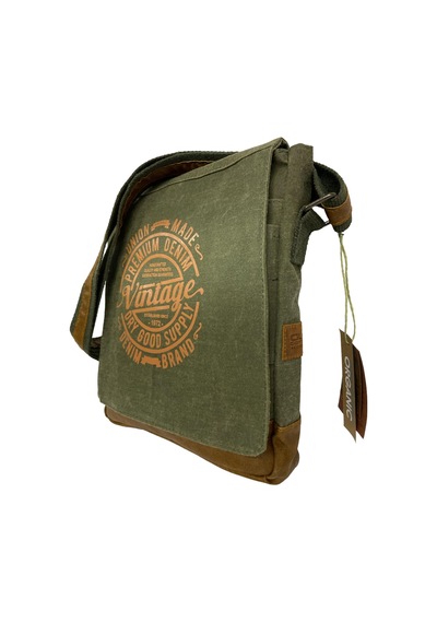Old Cotton Cargo Kaliteli Su Geçirmez Kanvas Postacı Çantası Western Bag 25 Cm X 30 Cm Haki - Camel