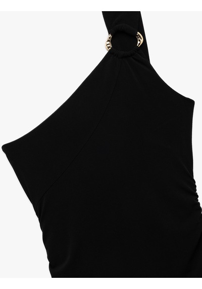 Koton Astarlı Aksesuar Detaylı Slim Fit Drapeli Mini Tek Omuz Elbise Siyah 5sak80070ek Siyah Koton Astarlı Aksesuar Detaylı Slim Fit Drapeli Mini Tek Omuz Elbise Siyah 5sak80070ek Siyah