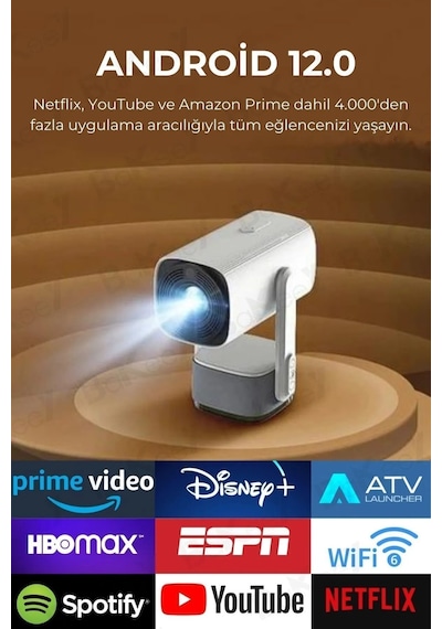 Wearfitpro K2 Şarjlı Projeksiyon Cihazı Android Bluetoothlu Ev Sineması