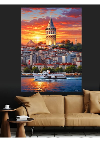 Ahşap Tablo İstanbul Boğazı Vapur Manzarası
