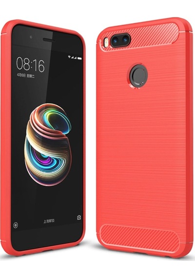 Xiaomi Mi 5X Dark Ultra Koruma Karbon Fiber Doku Silikon Kilif 279048454 - Renk / Kirmizi