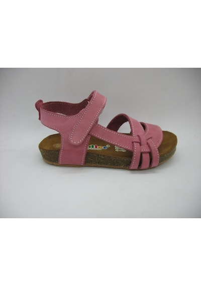 Toddler 01223 Doğal Deri Mantar Taban Pembe Sandalet 21-25