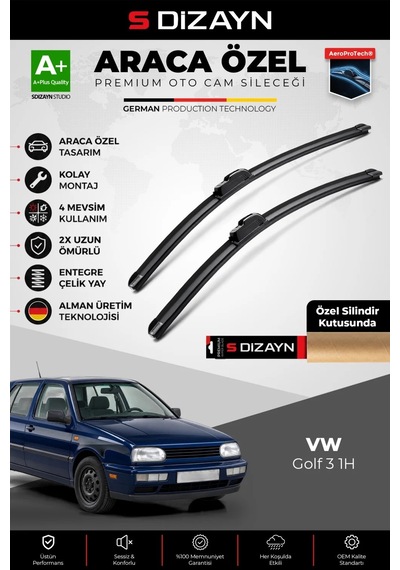 S-dizayn Volkswagen Golf 3 1h Ön Cam Silecek Seti 1991-1998 Premium Araca Özel 53-48 Cm A+ Kalite