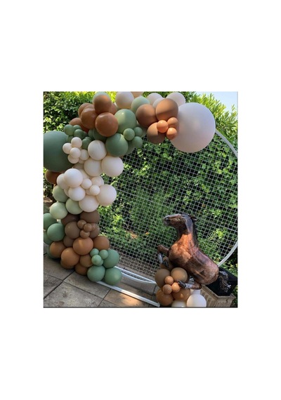 Küf Yeşili Karamel Sütlü Kahve Ve Deniz Kumu Pastel Balon Zinciri 100 Adet Mix