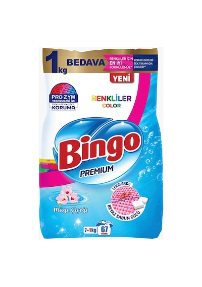 4 Adet Bingo Premium Toz Çamaşır Deterjanı Renkliler 7+1 Kg
