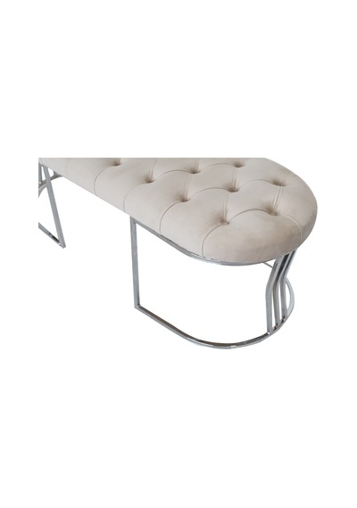 VİEGO SILVER KREM-Kapitoneli Model Puf&Bench&Koltuk-Oturak-Uzun Makyaj Puff-Yatak Odası Ucu&Önü