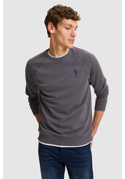 U.S. Polo Assn. Erkek Gri Bisiklet Yaka Regular Fit Basic Sweatshirt 50329441-vr024