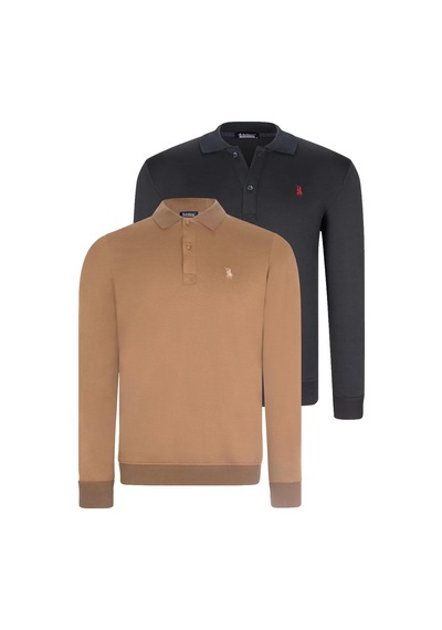 İkili Set V4007 Dewberry Erkek Sweatshırt-lacivert-camel Lacivert-camel