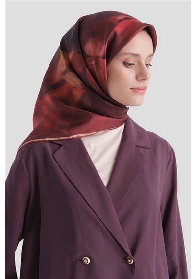 Armine Saf İpek Twill Eşarp 9603d 33 Zeytin Kahve