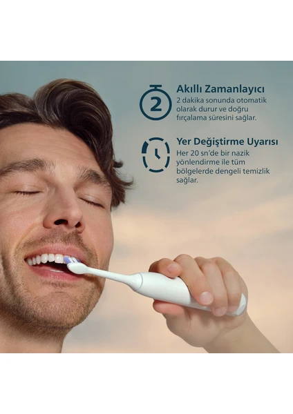 Philips Sonicare 6100 Şarjlı Diş Fırçası, 21 Gün Şarj, 10 Kat Plak Temizliği, Işıklı Basınç Sensörü, Ektra Nazik, 6 Mod, Seyahat Kabı, Beyaz, Hx7400/06
