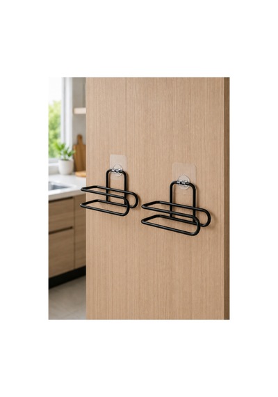2 Li Siyah Metal Rulo Kağıt Tutucu Yapışkanlı Banyo Ve Mutfak Kağıtlık Belirtilmemiş Belirtilmemiş
