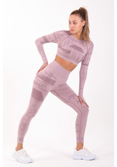Maraton Active Slimfit Kadın Bisiklet Yaka Uzun Kol Koşu Lila Crop Top 816025 Lila