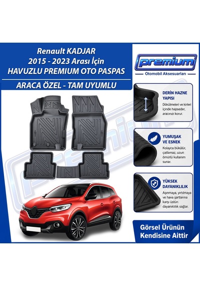 Renault Kadjar Paspas Araca Özel 2015 2023 Arası Derin Havuzlu Premium Oto Paspas
