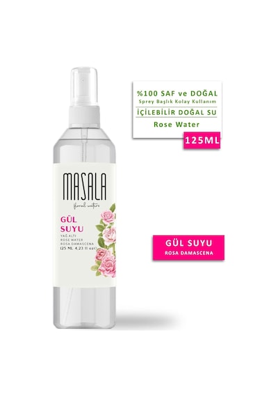 Saf Gül Suyu 125 Ml%100 Doğal Yağlı Hidrosol - Tonik Rose Floral Water Hydrosol Tonic