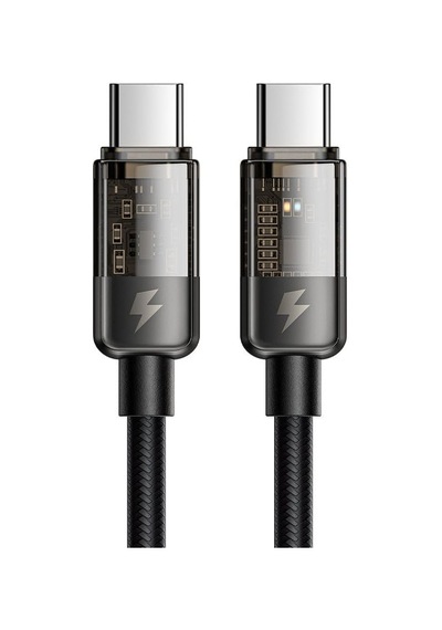 Ca-2840 Type-c To Type-c 100w Led Işikli Power Off Hızlı Data Şarj Kablosu 1.2m, Siyah