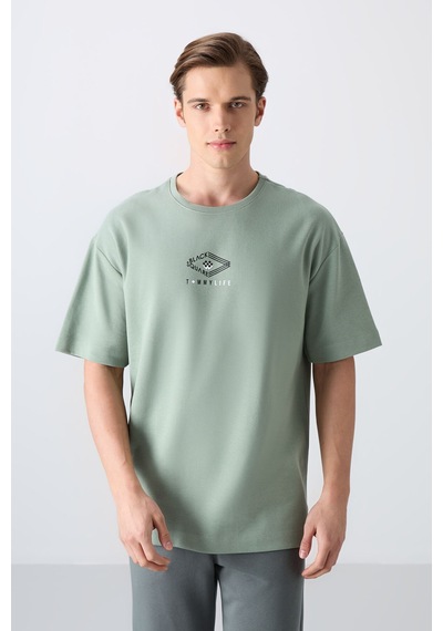 Tommy Life Açık Yeşil Pamuklu Kalın Yumuşak Dokulu Oversize Fit Baskılı Erkek T-shirt - 88325 CAMEL Tommy Life Açık Yeşil Pamuklu Kalın Yumuşak Dokulu Oversize Fit Baskılı Erkek T-shirt - 88325 CAMEL