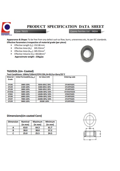 Cf139t6325c Toroidal Nüve