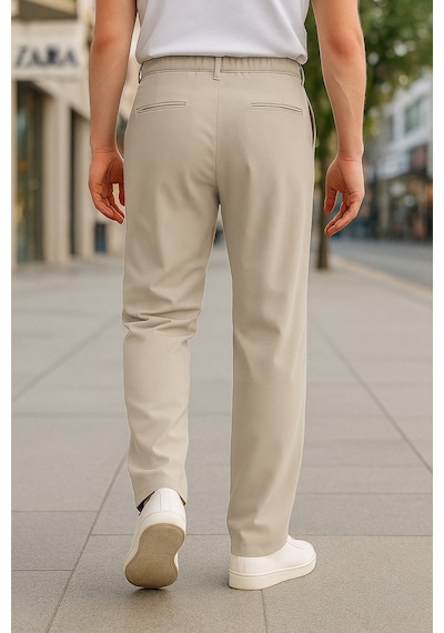 Cedy Denim Yüksek Kalite Erkek Yüksek Bel Pileli Baggy Chino Pantolon C358 Bej