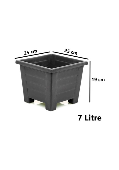 Omnipazar Sy-5846 Dekoratif Plastik Kare Ayaklı Saksı 7 Litre No 3 Antrasit 116
