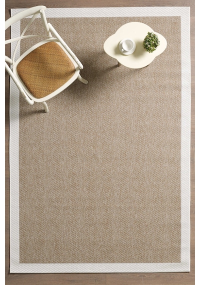 Mariesse Home Kolay Temizlenen Yıkanabilir Bordürlü Sisal Halı Sunsett E903 Hardal